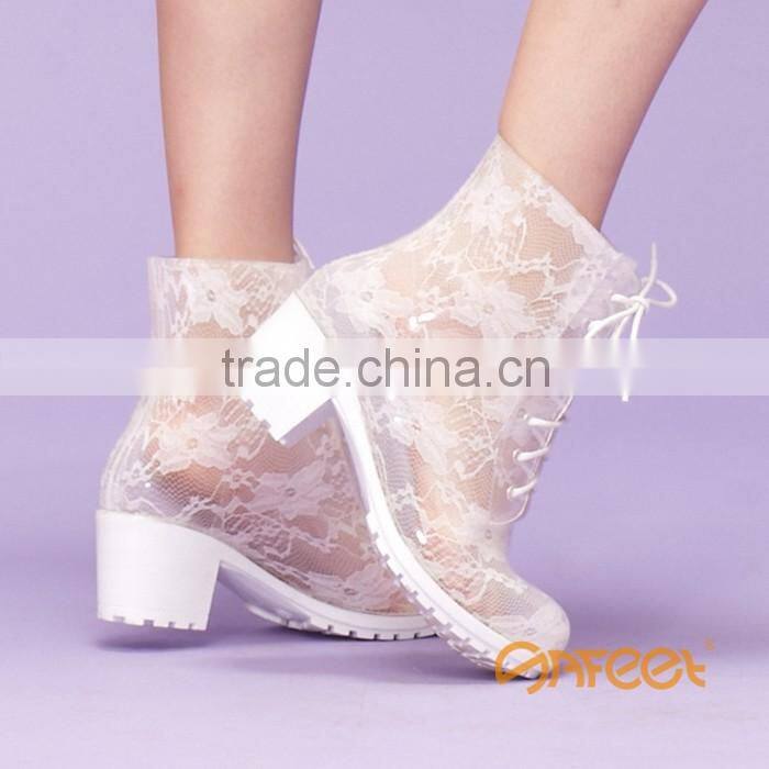 Lace PVC rain boots ladies wellington boots horse rain boots manufacturer SA-9319