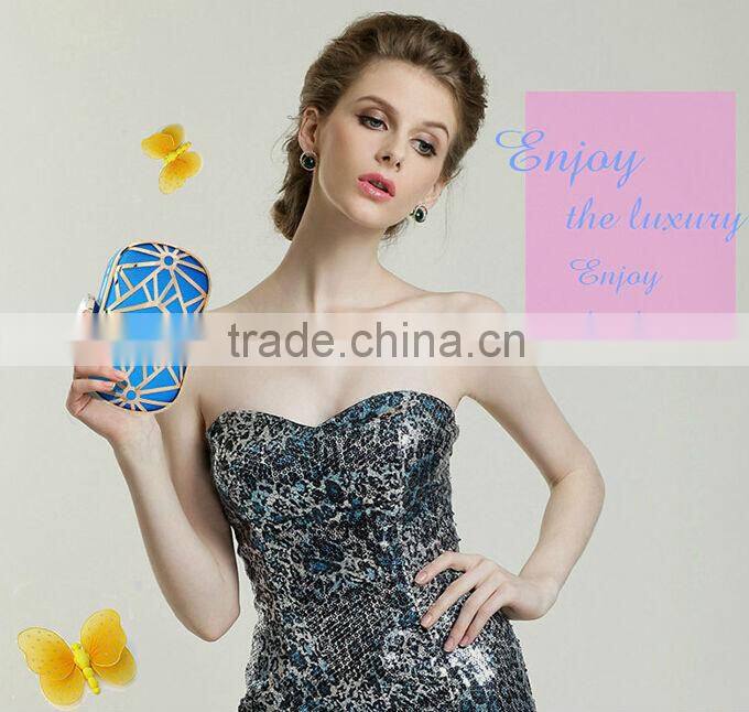 2014 metal mesh and leather evening bags fashion clutch Evening Bag