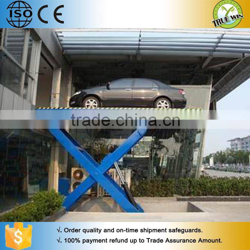 Fixed guide rail cargo hydraulic chain freight elevator
