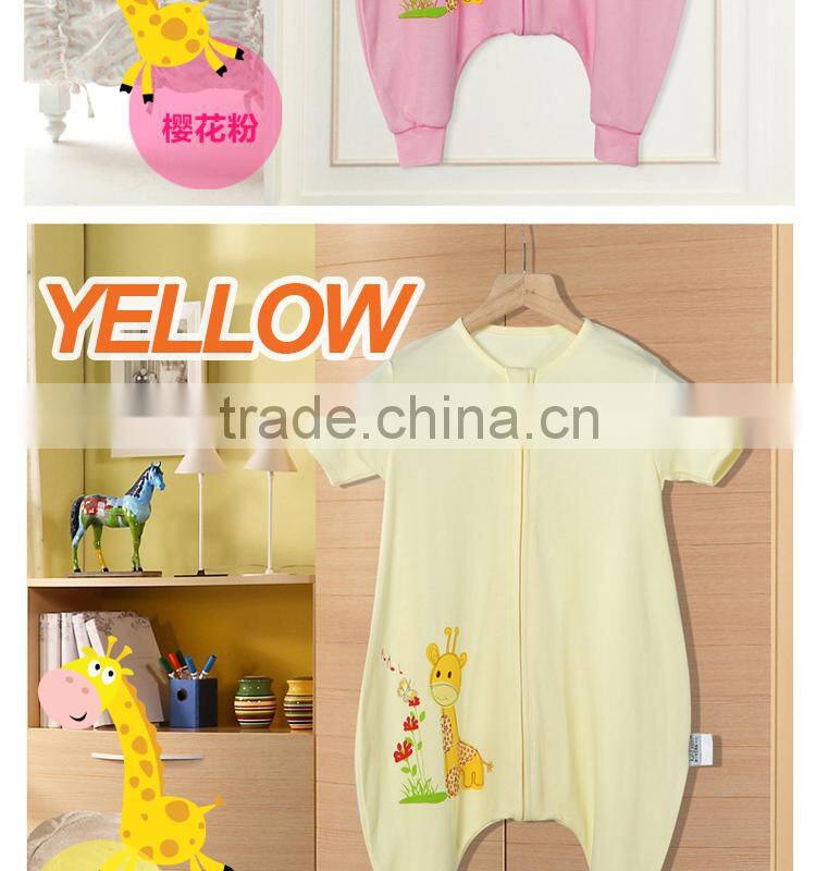 100% cotton Baby short sleeve sleeping bag for spring and summer fall pink style
