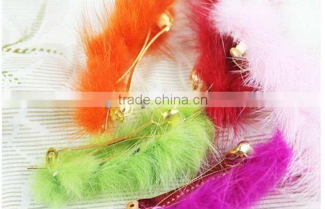 Luxury mink fur french barrette hair clips wholesale