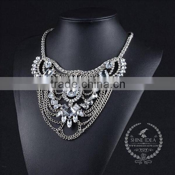 high quality vintage rhinestone chunky statement necklace tin alloy fashion women pendant necklace 6390118