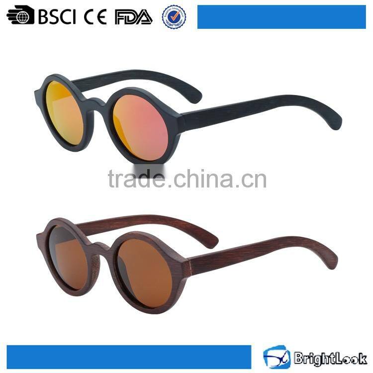 100% pure natural small round frame zebra wood sunglasses bamboo