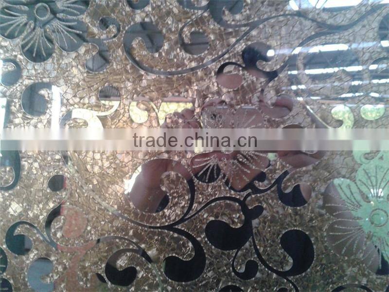 cheap supplier design ice flower mirror glass for kitchen cabinet