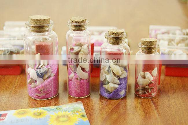 Wholesale charming drift glass bottle with shell sand , penicillin bottle floating bottle wishing drift bottle