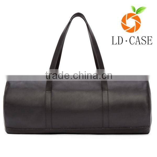 Vintage Crazy Horse Leather And Men Waxed Cotton Duffle Bag