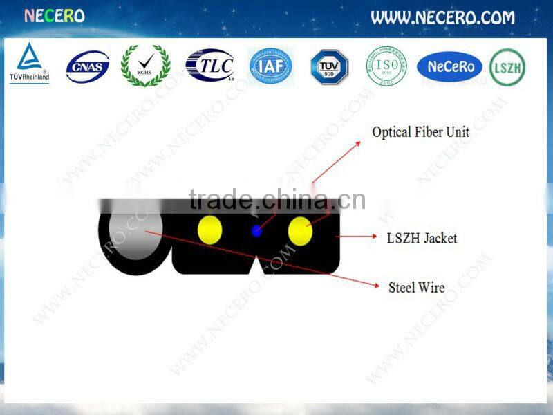 China Professional Manufacturers High Quality G657A2 2 Core FTTH Drop Cable Indoor FTTH Cable