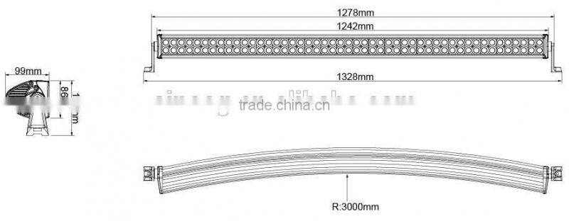 Car accessories 288w IP 68 best price 50inch led light bar made in china