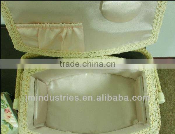 Oval Shape Sewing Kits Box with Handle&Tray Inside