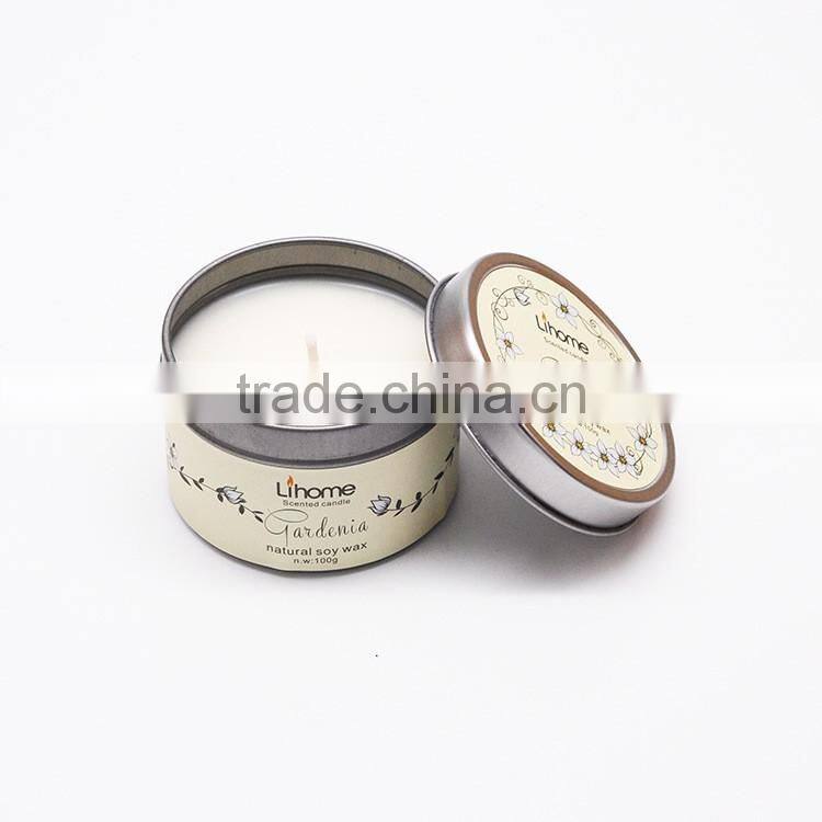 100% natural soy wax candle in metal jar , scented candle,natural essence candle