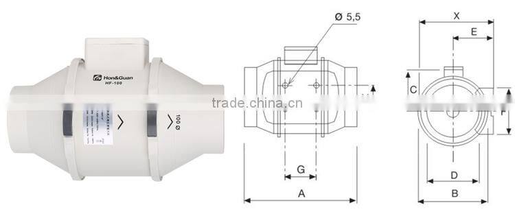 4 inch 100mm mixed inline duct fan air blower fan