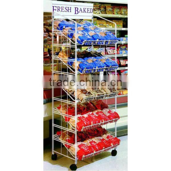 5 ties Customized Markets commodity Metal Bread Display Rack