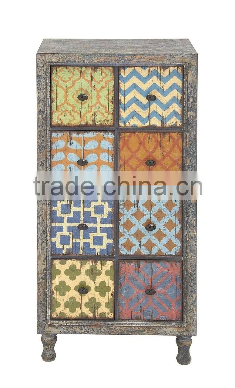 metal frame colorful drawers Antique living room cabinets