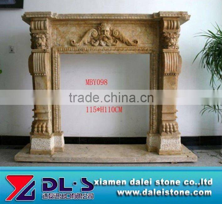 Beige Marble fireplace mental
