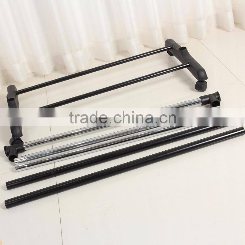 Single Garment Rack Grey Clothes Portable Hanging Rail two lockers Wheels