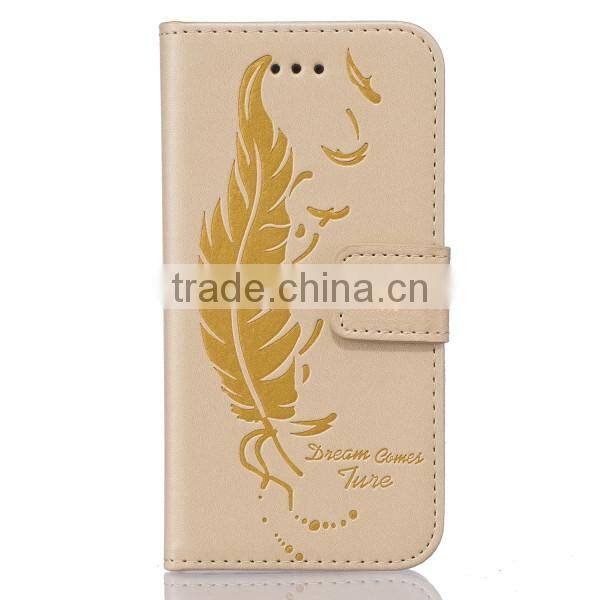 Double embossed phone case leather back cover flip phone hull for Samsung S5