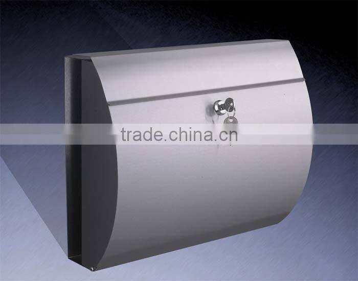 stainless steel mailbox with newspaper holder in the back
