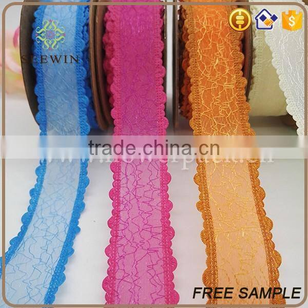 high quality organza with mesh custom ribbon