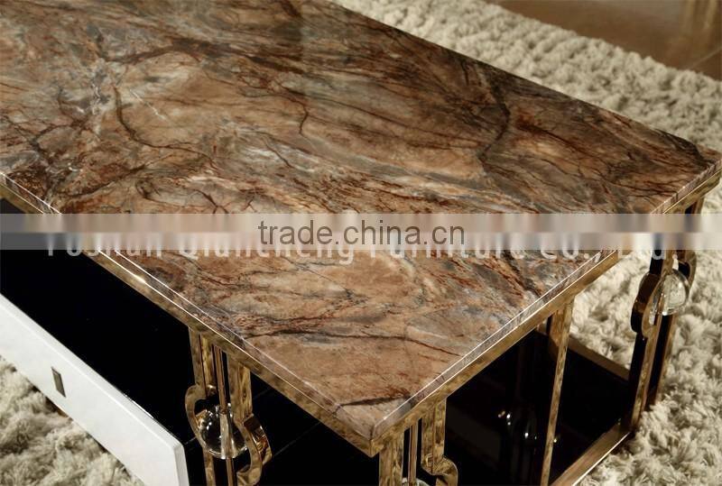 2017 rose golden stainless steel coffee table set