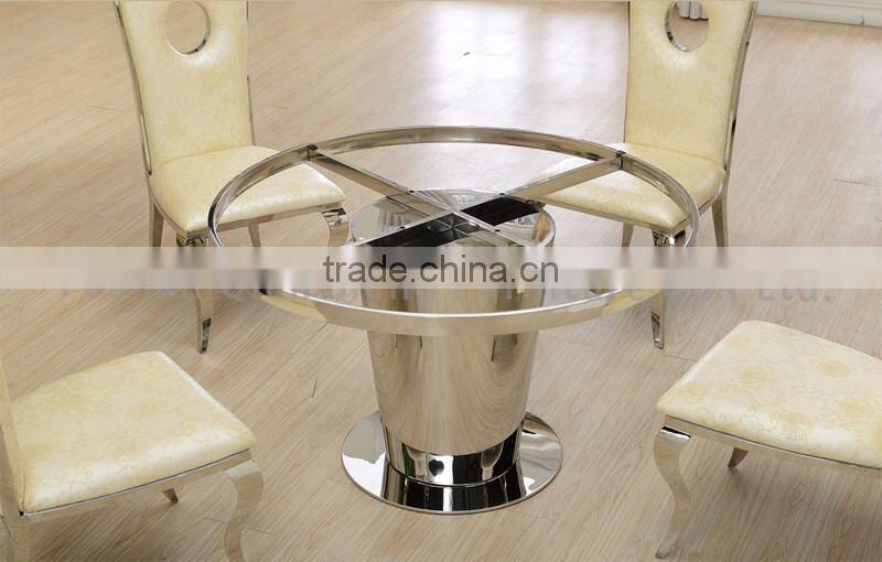 hot sale marble top stainless steel base round dining table