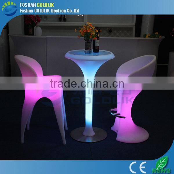GLACS Control plastic patio furniture LED lighting bar stools