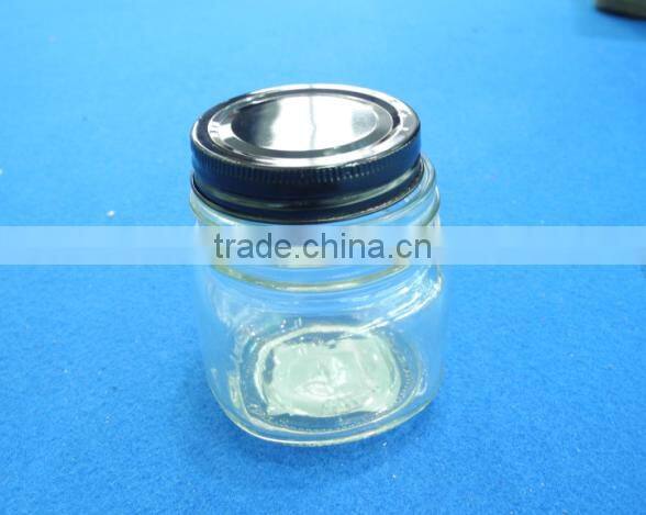 wholesale mini glass apple sauce jar with black lid