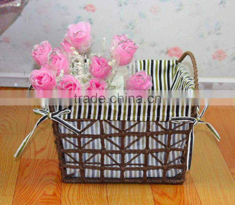 Handmake wooden laundry wicker basket cabinet