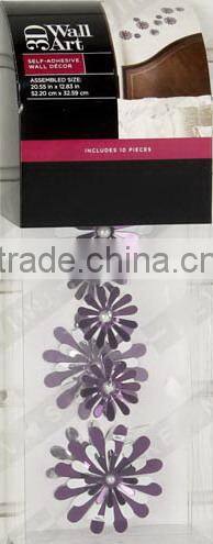 3D Wall Decor Silver and Purple Flowers Mirror Stickers