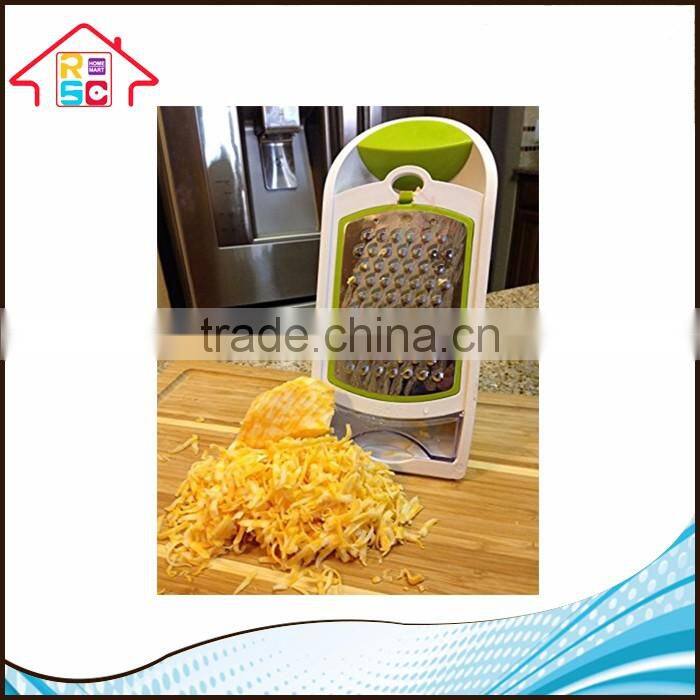 NBRSC New Design 3 In 1 Grater And Container Vegetable Cheese Grater With Interchangeable Stainless Steel Blades