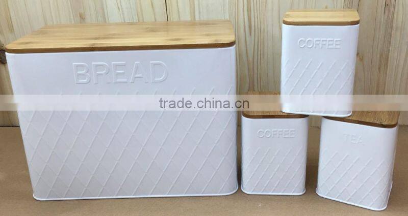 New Bread Box and Canister Set with Bamboo Lid