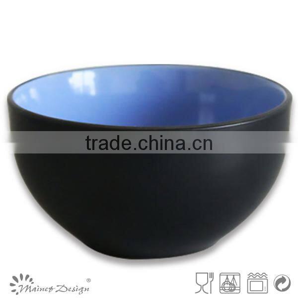 matt color round shape ceramic two tone soup bowl