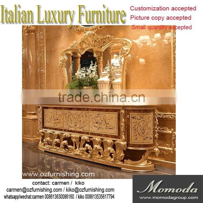 momodal luxury antique golden European solid wood decoration living room console table entrance decoration table with mirror