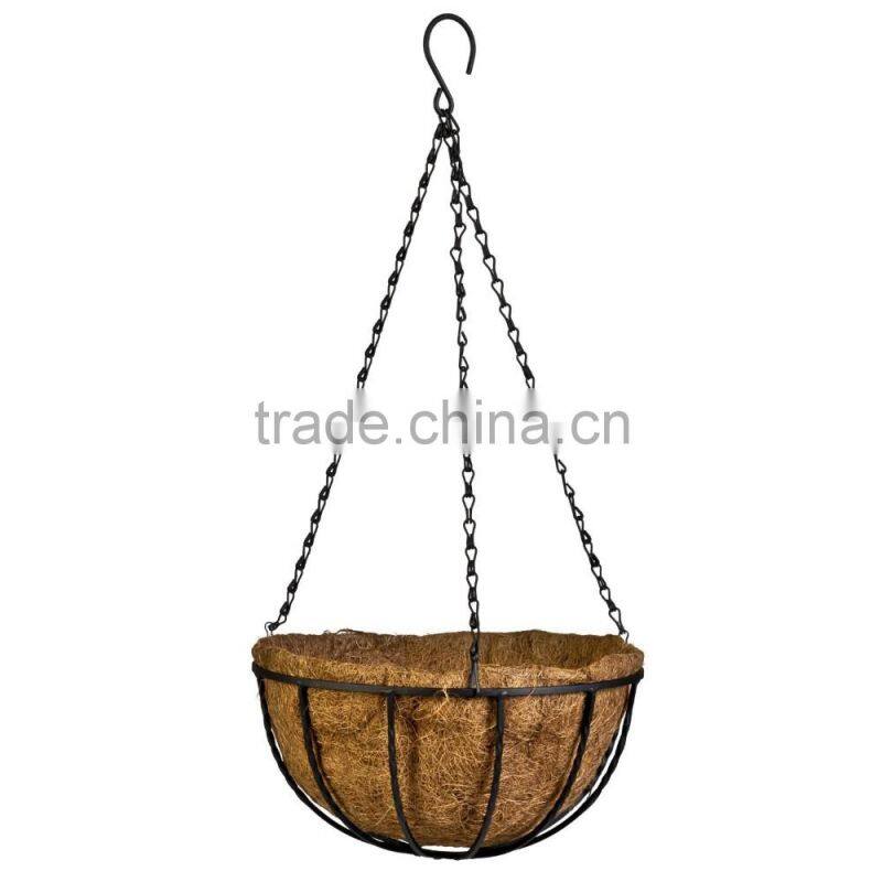 2016 factory custom decoration black hanging iron flower basket stand