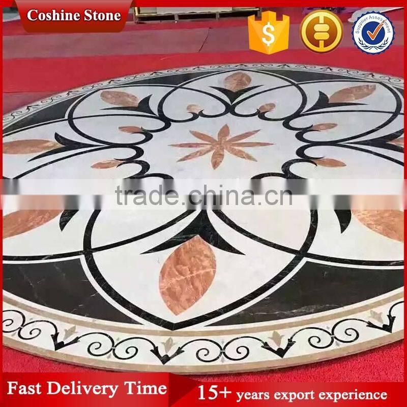 Modern marble waterjet inlay flooring design patterns