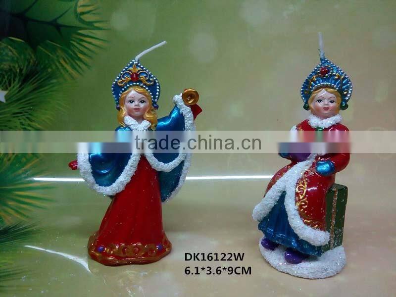 christmas beautiful girl carved candle deocration