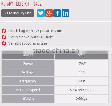 MODEL 3402 RONIX ROTARY TOOL KIT/170-3 170W 0.66KG