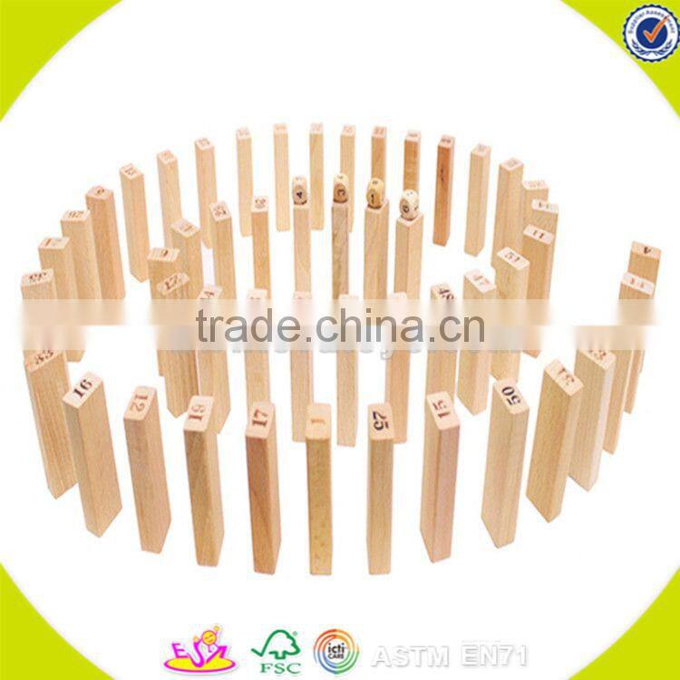 Wholesale 51 PCS educational baby stacking bricks game funny wooden stacking bricks game toy kids wooden blocks W13D149