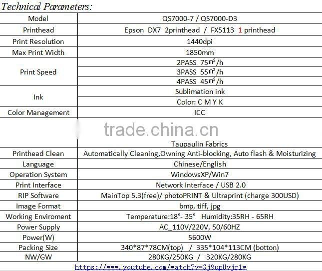 textile print, flags Usage and New Condition dye sublimation printers QS8000-3
