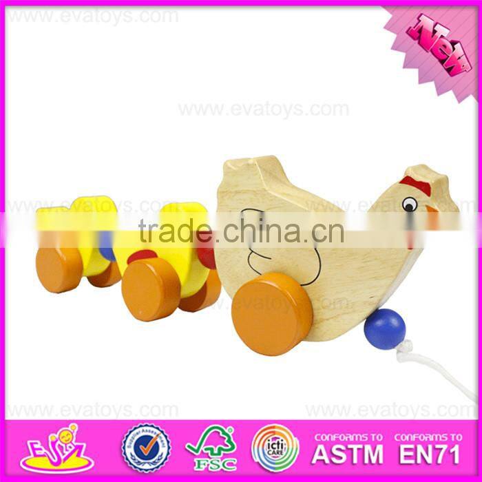 2016 hot sale baby wooden chicken toy, top fashion kids wooden chicken toy W05B153