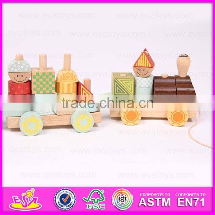 New intelligence Promotional Children Wooden Pull Blocks Train Toy W05C017