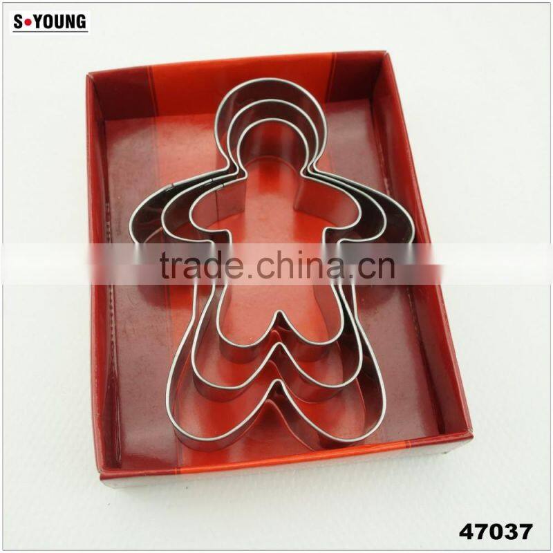 47037 3pcs ginger shape stainless steel cookie cutter set