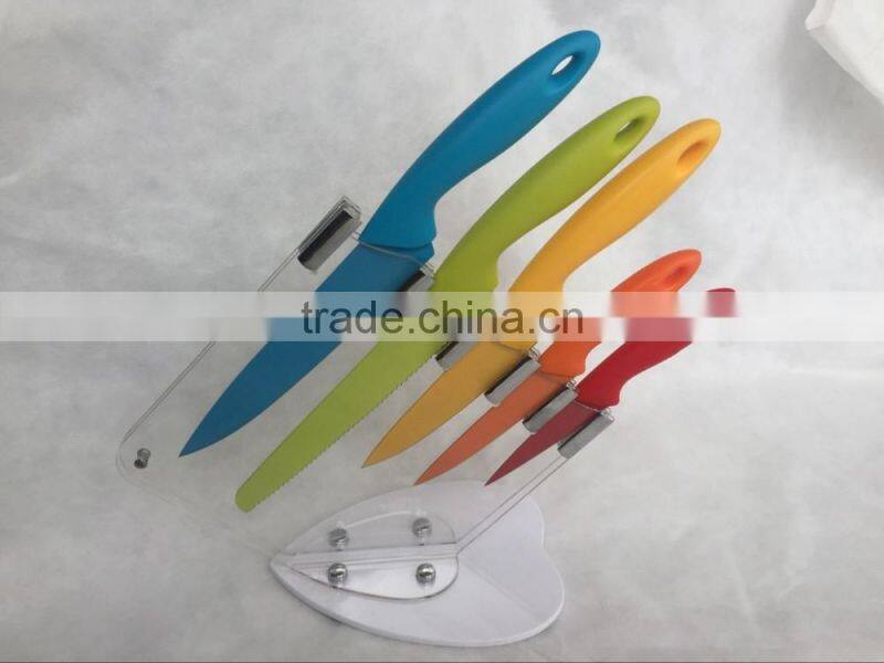 5pcs knife steel set with wood block