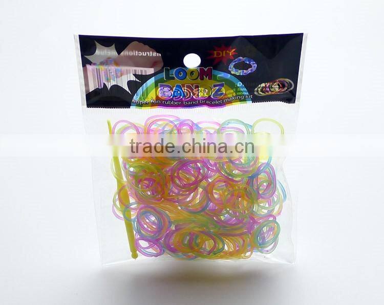 300pcs Rubber Bands/ Silicone Loom Rubber Band Loom Opp Bag Package 12-colors Candy Loom Refill Rubber Bands d2m