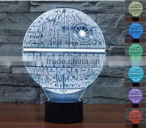 3D Death Star LED Night 7 Color Change Touch Switch Table Desk Lamp Light