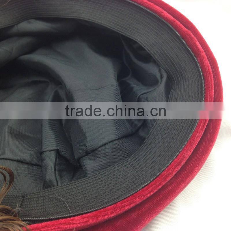 Children Red Beret With Wig Kid Girl Cap With Periwig