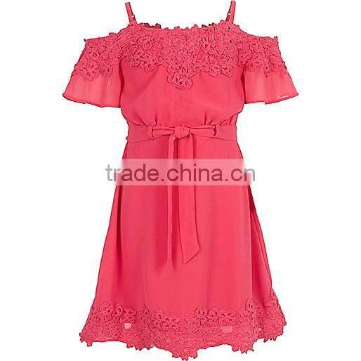 Children Girls Lace Bardot Dress HSD8068