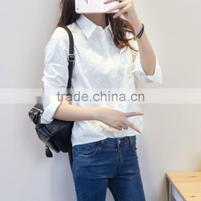 New Design 100% Cotton Plain Dyed Blouse / Formal Shirt For Women