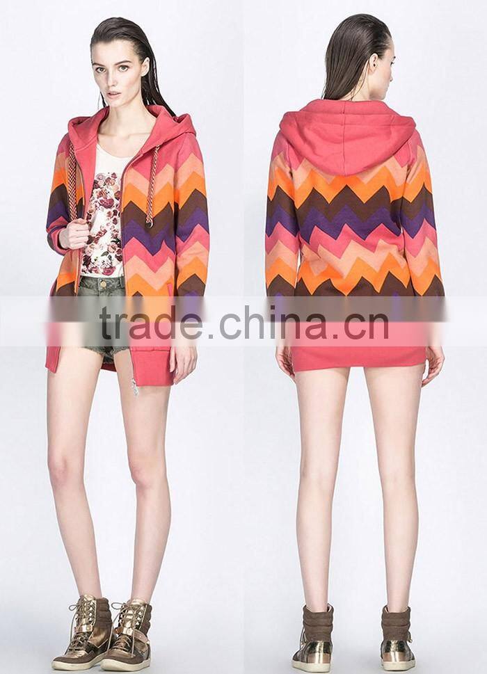 elongated cheap two tone thick wholesale fleece longline dress hoodies women with zip made in china