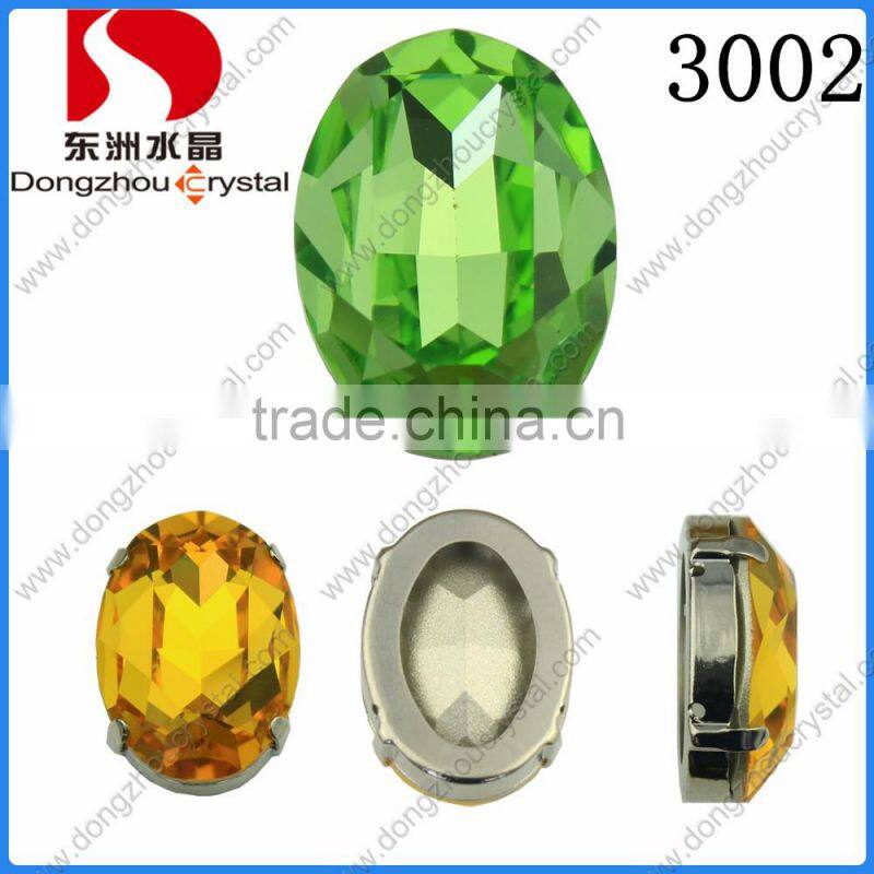 Oval shaped crystal fancy stones with claw setting for dresses