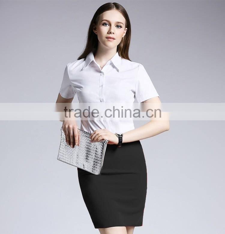 Ladies Fashion Short Sleeve Work Shirt Cotton Shirt